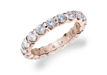 DIAMOND ETERNITY BAND WEDDING RING ROUND BAR SET 14K ROSE GOLD 2.00 CARATS