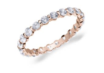 DIAMOND ETERNITY BAND WEDDING RING ROUND BAR SET 14K ROSE GOLD 1 CARAT