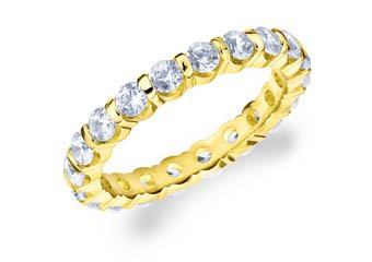 DIAMOND ETERNITY BAND WEDDING RING ROUND BAR SET 14K YELLOW GOLD 1.50 CARATS