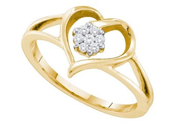 DIAMOND PROMISE ENGAGEMENT RING YELLOW GOLD HEART SHAPE .09 CARATS