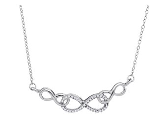WOMENS INFINITY LOVERS KNOT DIAMOND NECKLACE PENDANT 0.15 CARAT 10KT WHITE GOLD
