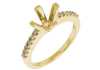 .25 CARAT WOMENS DIAMOND ENGAGEMENT RING SEMI-MOUNT ROUND SHAPE YELLOW GOLD