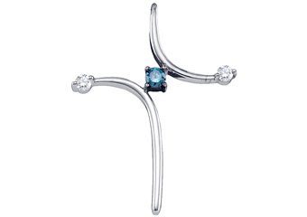 .27 Carat Blue Diamond Cross Pendant Brilliant Round Cut White Gold