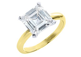 2.5 CARAT WOMENS SOLITAIRE ASSCHER SHAPE CUT DIAMOND ENGAGEMENT RING YELLOW GOLD