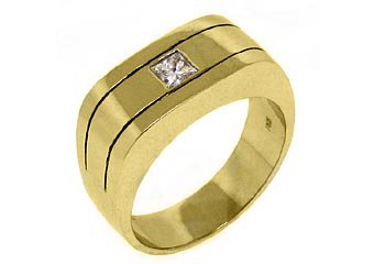 MENS 2/5 CARAT PRINCESS SQUARE CUT DIAMOND RING WEDDING BAND 14KT YELLOW GOLD