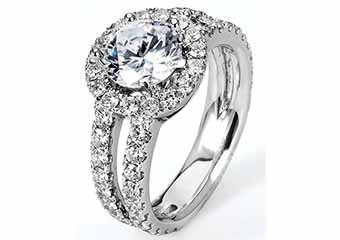 WOMENS DIAMOND ENGAGEMENT HALO RING ROUND CUT 2.45 CARAT 14K WHITE GOLD