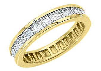 WOMENS DIAMOND ETERNITY BAND WEDDING RING BAGUETTE CUT 2.5 CARATS YELLOW GOLD