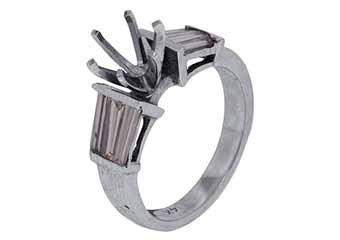 .96 CARAT WOMENS DIAMOND ENGAGEMENT RING SEMI-MOUNT BAGUETTE CUT WHITE GOLD