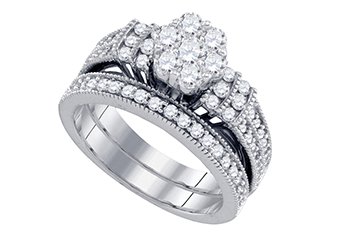 WOMENS DIAMOND ENGAGEMENT RING WEDDING BAND BRIDAL SET ROUND CUT 1.25 CARAT