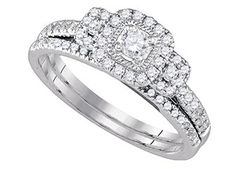 WOMENS DIAMOND ENGAGEMENT HALO RING WEDDING BAND BRIDAL SET ROUND CUT .51 CARATS