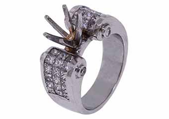 2.18 CARAT WOMENS DIAMOND ENGAGEMENT RING SEMI-MOUNT PRINCESS CUT WHITE GOLD