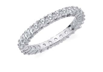 DIAMOND ETERNITY BAND WEDDING RING ROUND SHARED PRONG 14K WHITE GOLD 1.5 CARAT