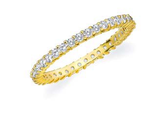 DIAMOND ETERNITY BAND WEDDING RING ROUND SHARED PRONG 14K YELLOW GOLD .50 CARAT