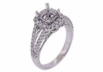 .56 CARAT WOMENS DIAMOND HALO ENGAGEMENT RING SEMI-MOUNT ROUND CUT WHITE GOLD