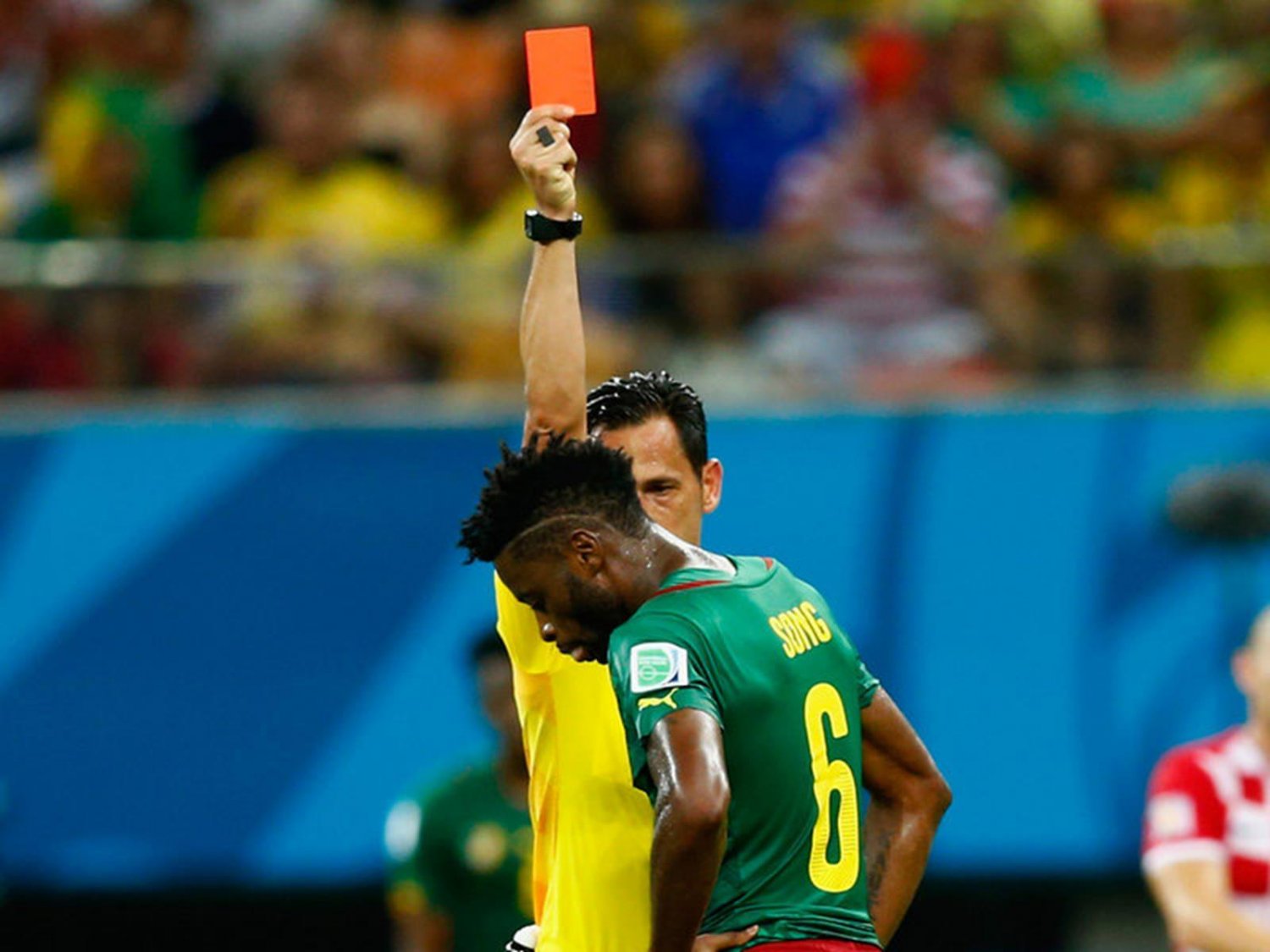 WC 0142 - 8 X 6 Photo - Football - FIFA World Cup 2014 - Cameroon V Crotia - Alex Song Red Card
