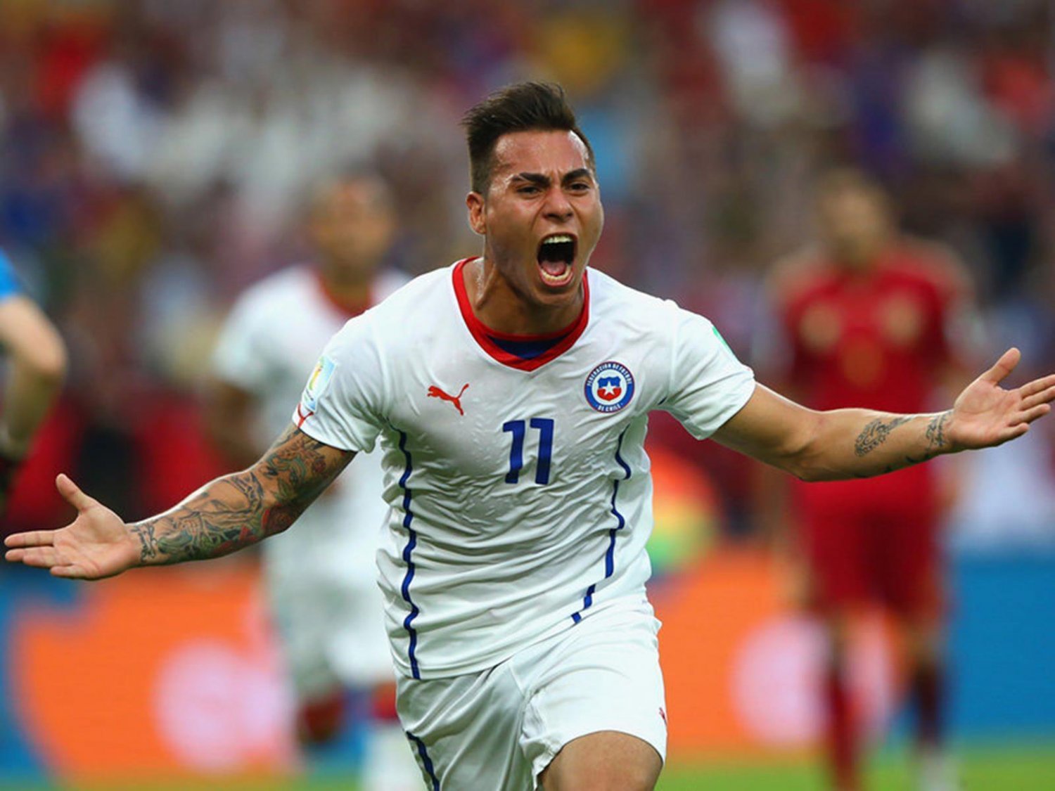 WC 0156 - 8 X 6 Photo - Football - FIFA World Cup 2014 - Spain V Chile - Eduardo Vargas
