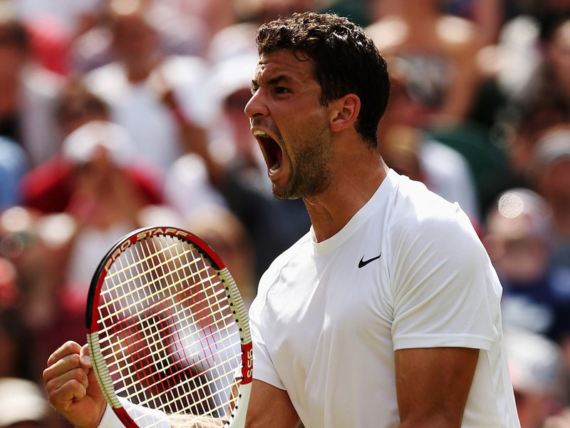 107 - 8 X 6 Photo - Tennis - Wimbledon Championship 2014 - Day 9 - Grigor Dimitrov Celebrates