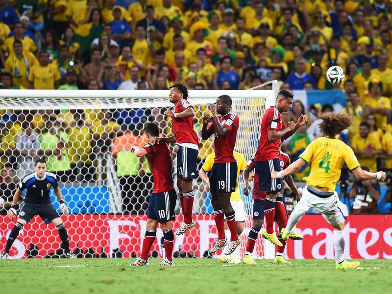 554 - 8 X 6 Photo - Football - FIFA World Cup 2014 - Brazil V Colombia - David Luiz Scores