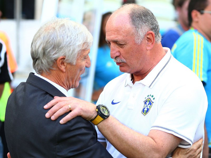 558 - 8 X 6 Photo - Football - FIFA World Cup 2014 - Brazil V Colombia - Pekerman And Scollari