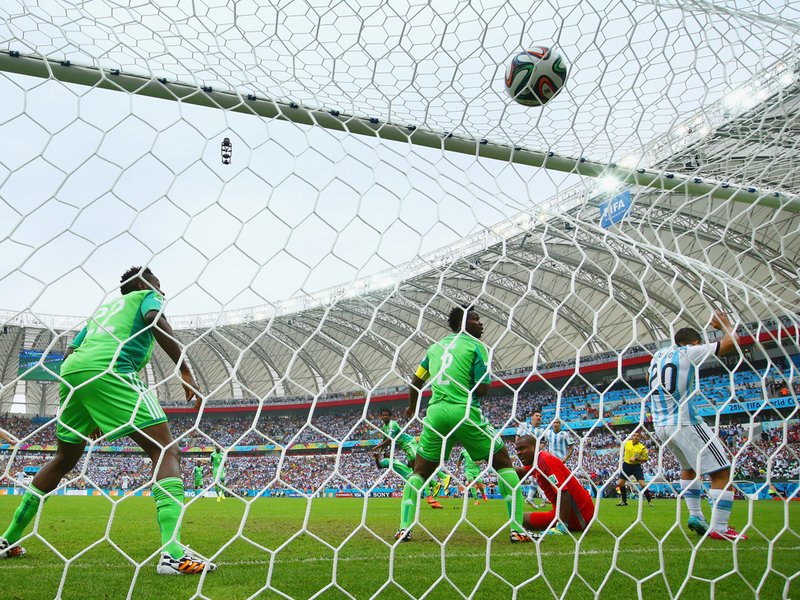 371 - 8 x 6 Photo - Football - FIFA World Cup 2014 - Argentina v Nigeria Lionel Messi Scores
