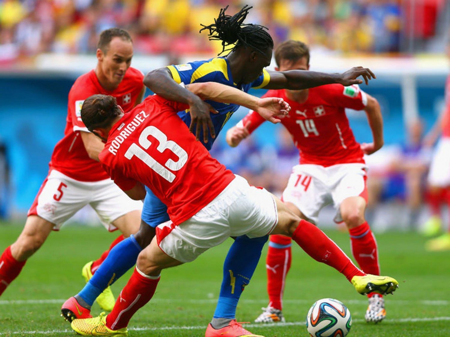 396 - 8 X 6 Photo - Football - FIFA World Cup 2014 - Switzerland V Ecuador - Ricardo Rodriguez