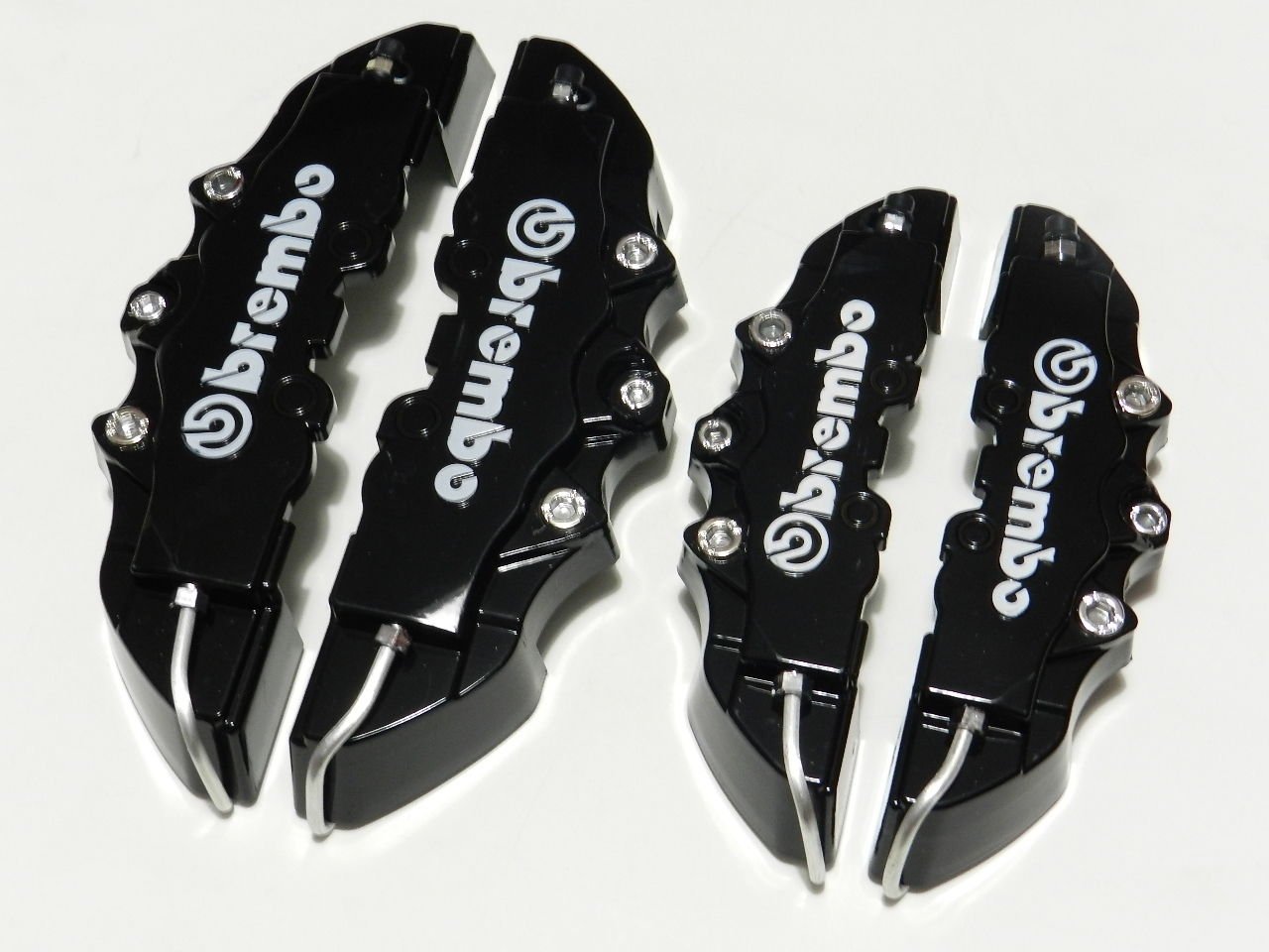 BLACK 4PC F+R UNIVERSAL 3D ABS PLASTIC DISC BRAKE CALIPER COVERS