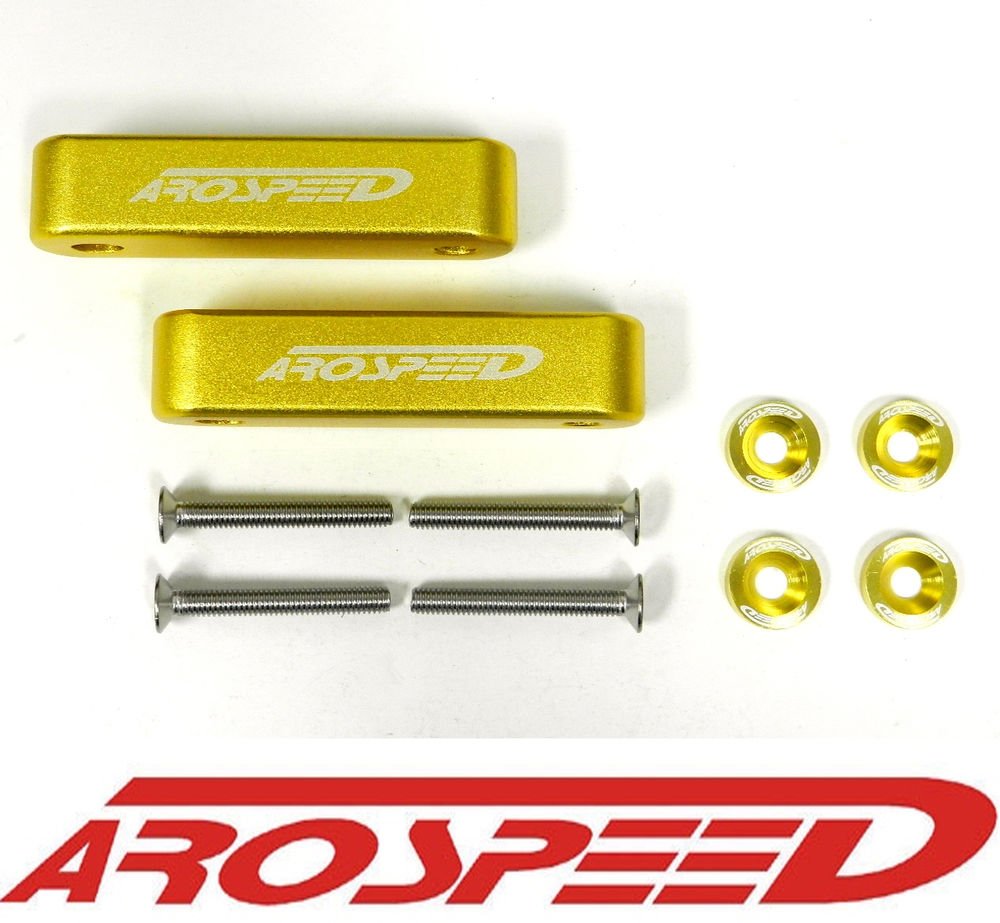 AROSPEED GOLD CNC BILLET 3/4" HOOD VENT SPACER RISER KIT + BOLTS + WASHERS