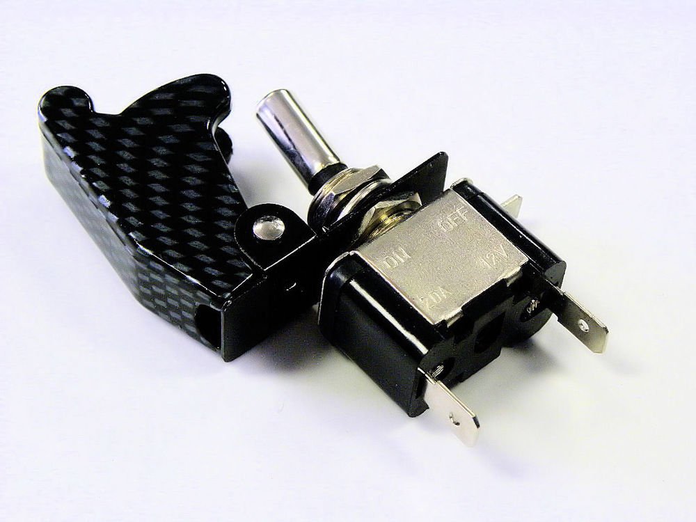 UNIVERSAL RACING LED ILLUMINATED ON/OFF TOGGLE ROCKER SWITCH CARBON LOOK