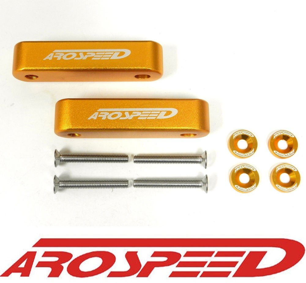 AROSPEED ORANGE CNC BILLET 3/4" HOOD VENT SPACER RISER KIT + BOLTS + WASHERS