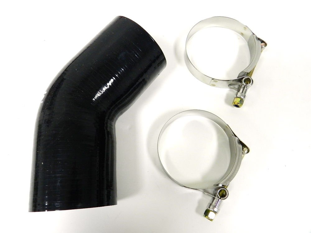 VMS RACING 3 PLY REINFORCED SILICONE 45Ë COUPLER & CLAMP KIT - 3" BLACK