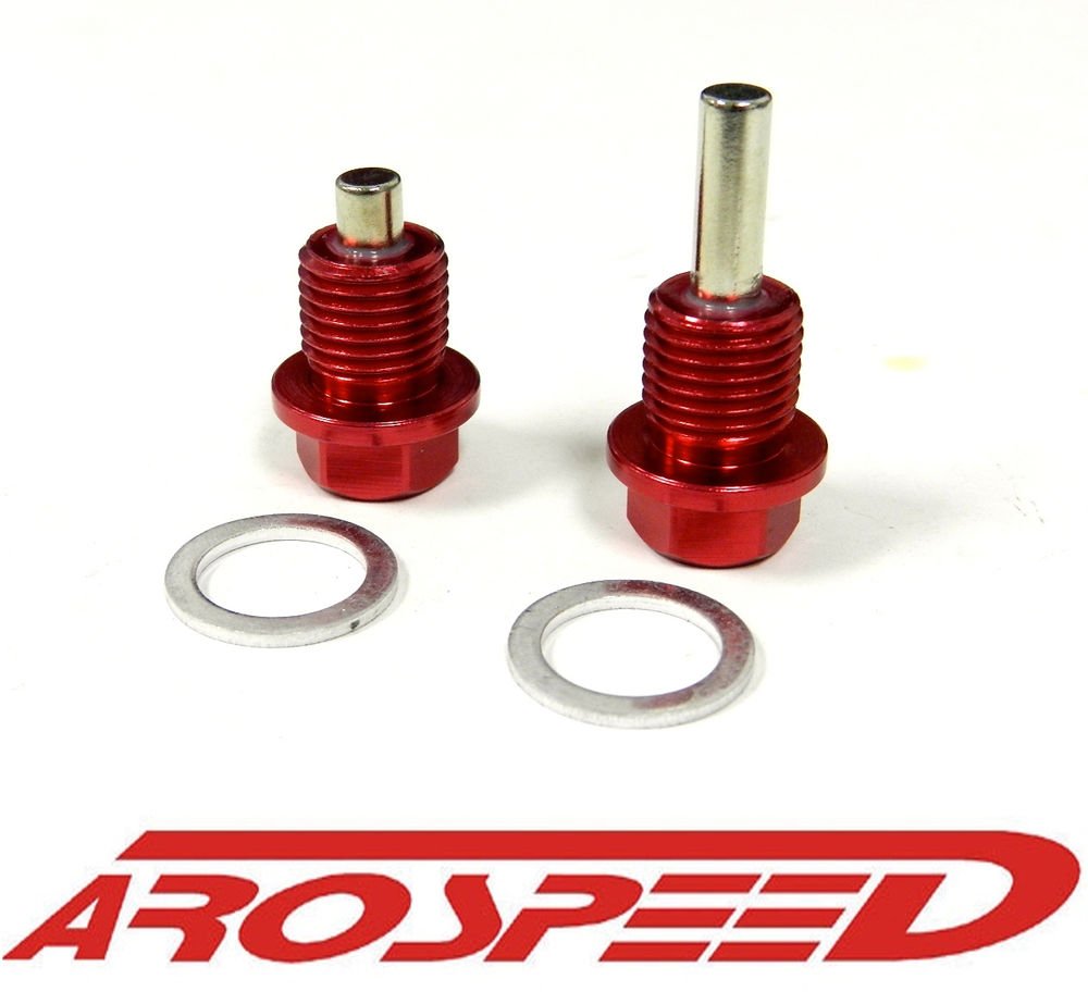 AROSPEED MAGNETIC OIL & TRANSMISSION DRAIN PLUG SET FOR HONDA ACURA RED