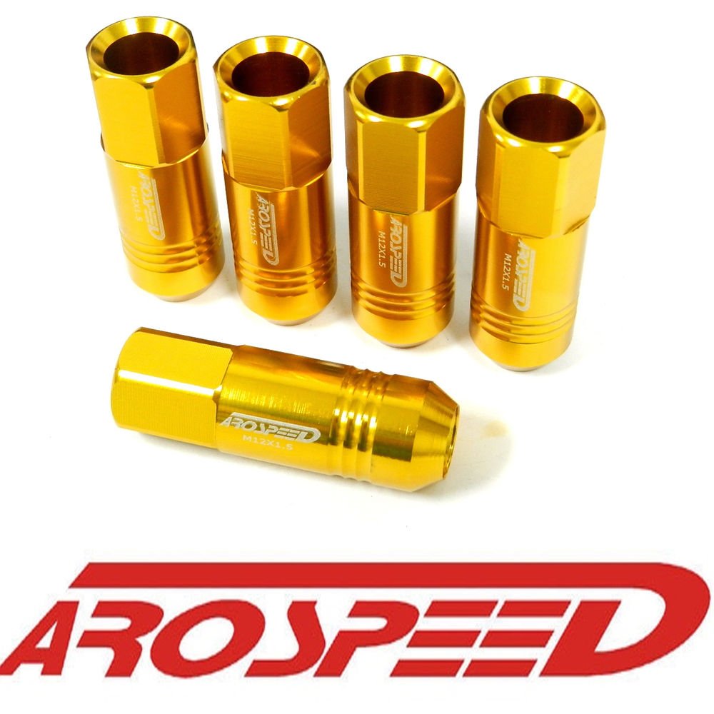 20PC 12X1.5MM 60MM EXTENDED FORGED ALUMINUM TUNER RACING LUG NUT SET GOLD C