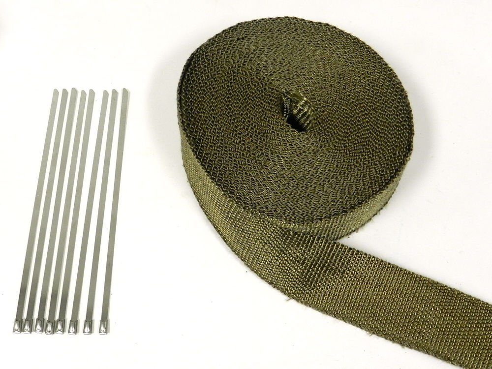 50' UNIVERSAL RACING TRUCK SUV TITANIUM HEAT WRAP W/ 8 STAINLESS STEEL TIES
