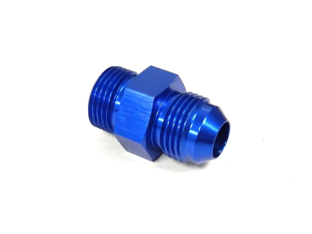 UNIVERSAL ALUMINUM STRAIGHT -10 10AN FLARE TO 24X1.5MM NPT MALE FITTING BLUE