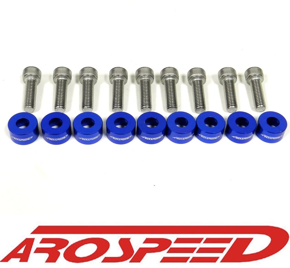 AROSPEED BLUE CNC BILLET 8MM HEADER MANIFOLD BOLT & CUP WASHER KIT
