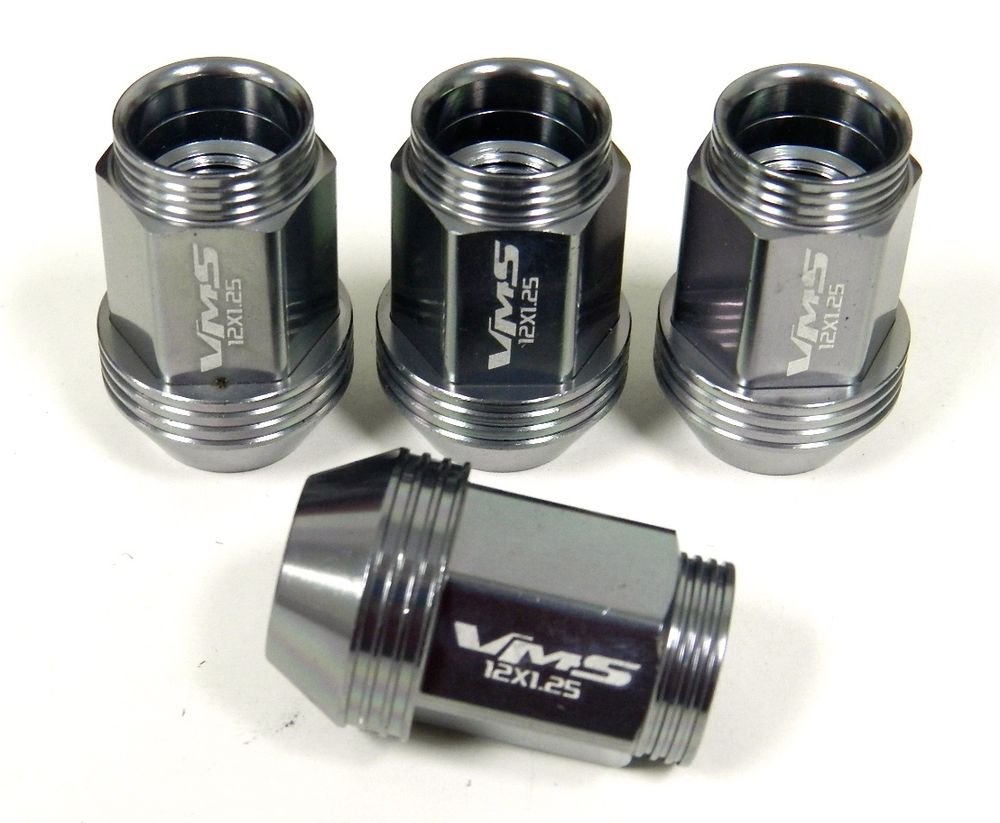 16PC 12X1.25MM 36MM 1.40" STANDARD LENGTH ALUMINUM RACING LUG NUT SET GUNMETAL