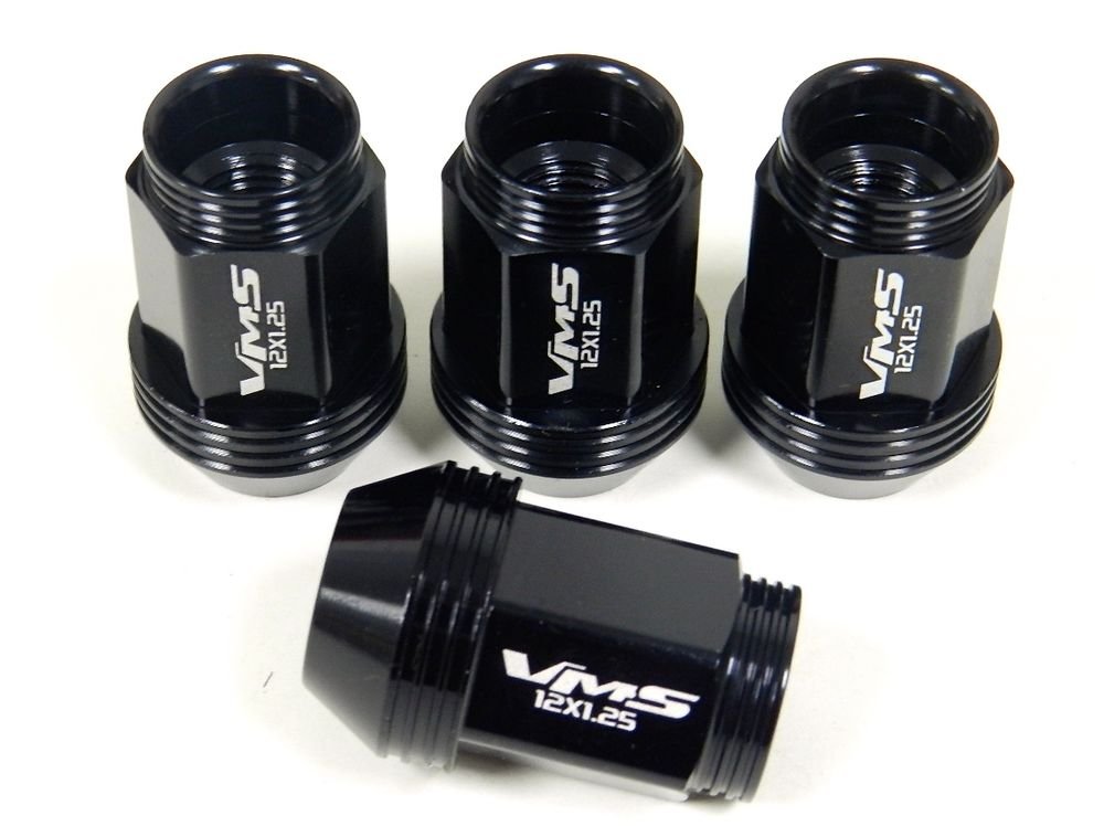 20PC 12X1.5MM 36MM 1.40" STANDARD LENGTH ALUMINUM RACING LUG NUT SET BLACK D