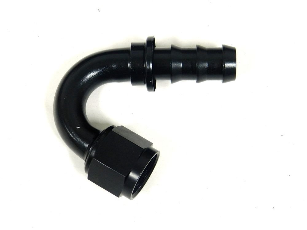 UNIVERSAL ALUMINUM 150 DEGREE AN/JIC PUSH ON HOSE END FITTING -12 AN12 BLACK