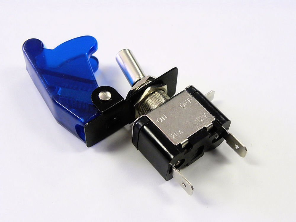 UNIVERSAL RACING LED ILLUMINATED ON/OFF TOGGLE ROCKER SWITCH BLUE COVER D