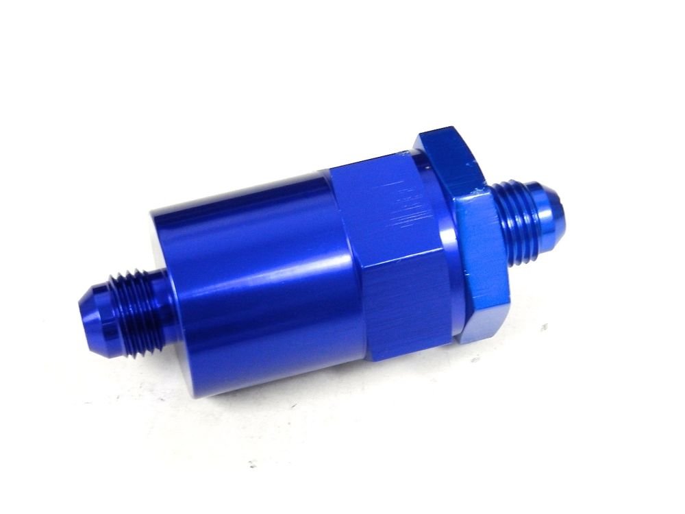 UNIVERSAL CNC ALUMINUM WASHABLE RACING INLINE FUEL FILTER -6 AN6 6AN BLUE E