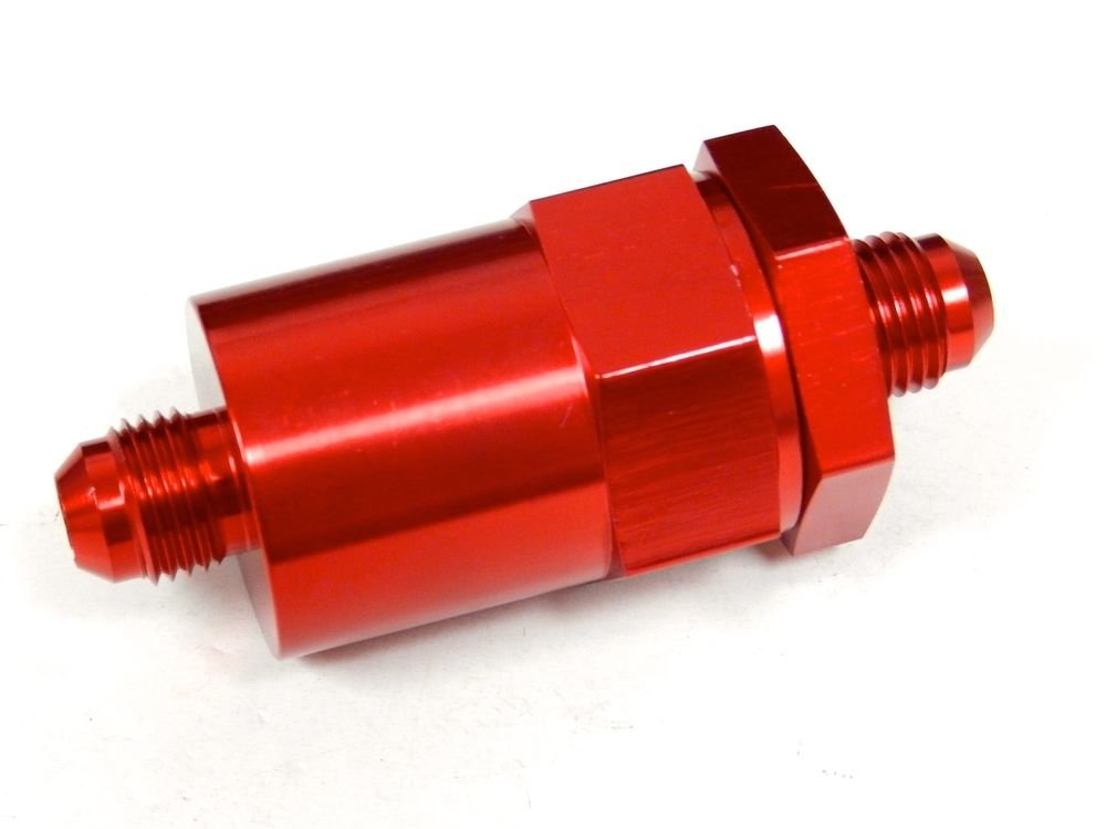 UNIVERSAL CNC ALUMINUM WASHABLE RACING INLINE FUEL FILTER -6 AN6 6AN RED D