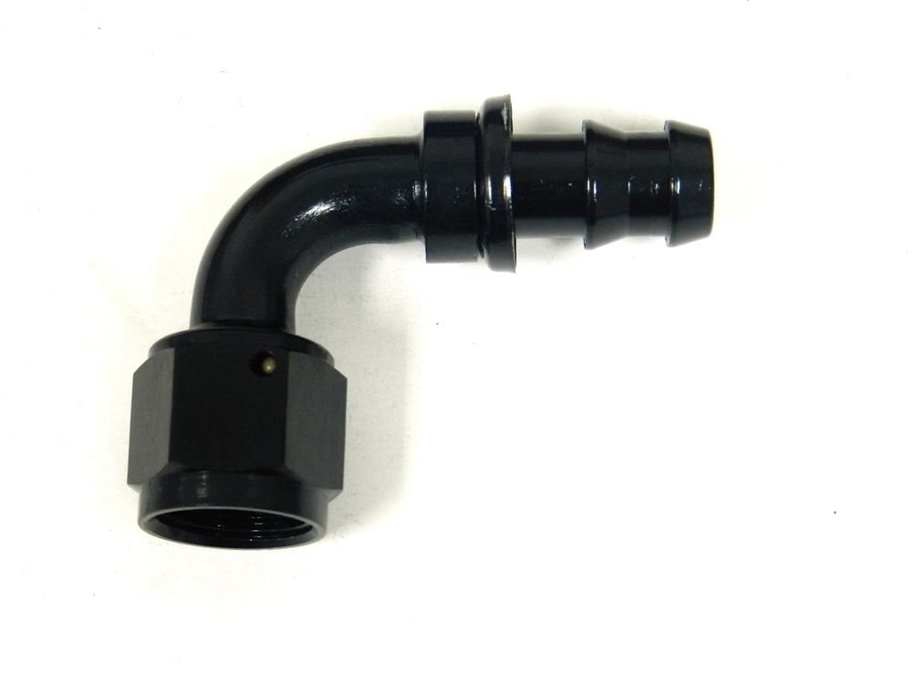 UNIVERSAL ALUMINUM 90 DEGREE AN/JIC PUSH ON HOSE END FITTING -4 AN4 4AN BLACK