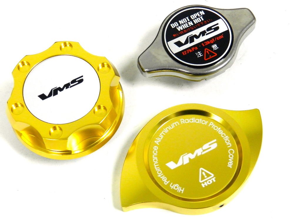 VMS RACING OIL CAP + RADIATOR CAP + BILLET COVER GOLD HONDA ACURA S