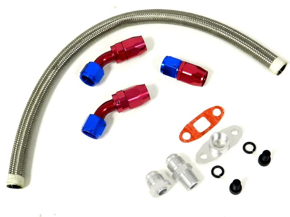 UNIVERSAL RACING 17" 10AN TURBO OIL DRAIN RETURN HOSE LINE FITTING KIT T3 T4 D