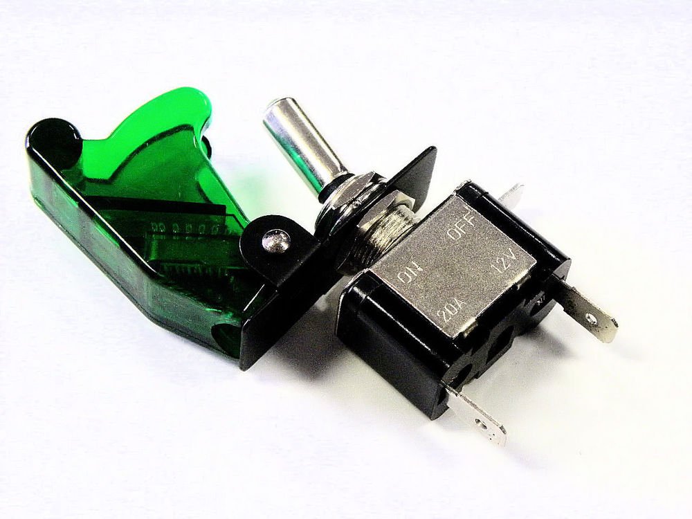 UNIVERSAL RACING LED ILLUMINATED ON/OFF TOGGLE ROCKER SWITCH GREEN COVER E