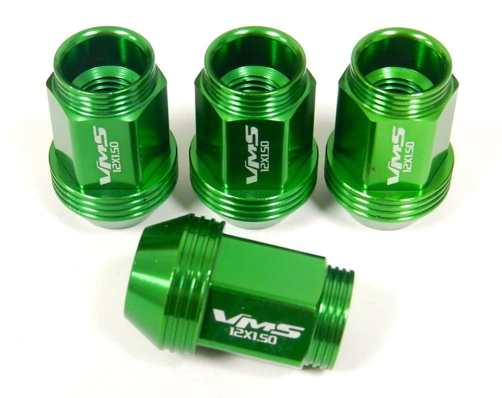 16PC TOYOTA SCION 12X1.5MM 36MM 1.40" STANDARD LENGTH ALUMINUM LUG NUTS GREEN