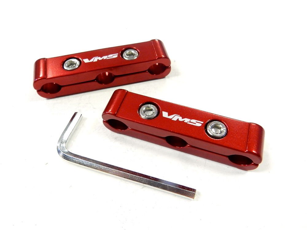 RED 2PC UNIVERSAL 10MM 3 HOLE SPARK PLUG WIRE SEPARATOR DIVIDER V6
