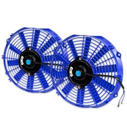 X2 UNIVERSAL 14" BLUE ELECTRIC RADIATOR SLIM FAN WITH INSTALLATION KIT