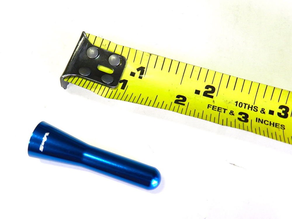 BLUE UNIVERSAL BILLET SHORT STUBBY SCREW IN ANTENNA 2" 50MM - SUBARU
