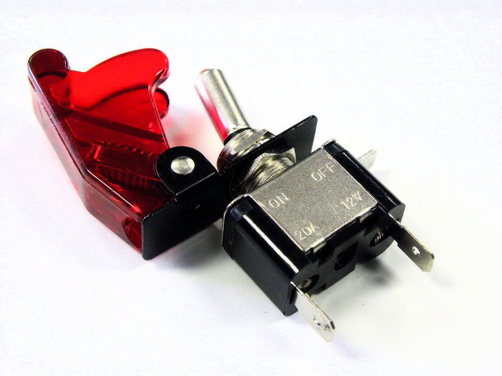 UNIVERSAL RACING LED ILLUMINATED ON/OFF TOGGLE ROCKER SWITCH RED COVER C